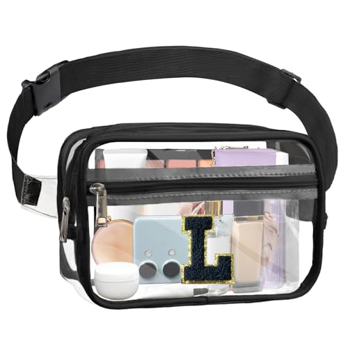 Janhavi Initial Clear Fanny Pack Stadion Approved Personalisierte Clear Belt Bag Crossbody Purse for Women Preppy Waist Bag Pouch with Adjustable Strap for Concert Sports Events Festival Travel, von Janhavi