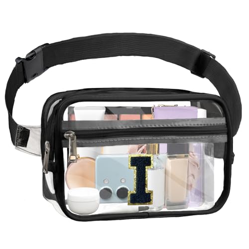 Janhavi Initial Transparente Bauchtasche, Stadiongenehmigt, personalisierte transparente Gürteltasche, Crossbody-Tasche für Damen, adrette Hüfttasche mit verstellbarem Riemen für Konzert, Sport, von Janhavi