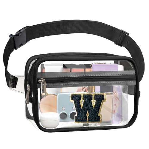 Janhavi Initial Transparente Bauchtasche, Stadiongenehmigt, personalisierte transparente Gürteltasche, Crossbody-Tasche für Damen, adrette Hüfttasche mit verstellbarem Riemen für Konzert, Sport, von Janhavi