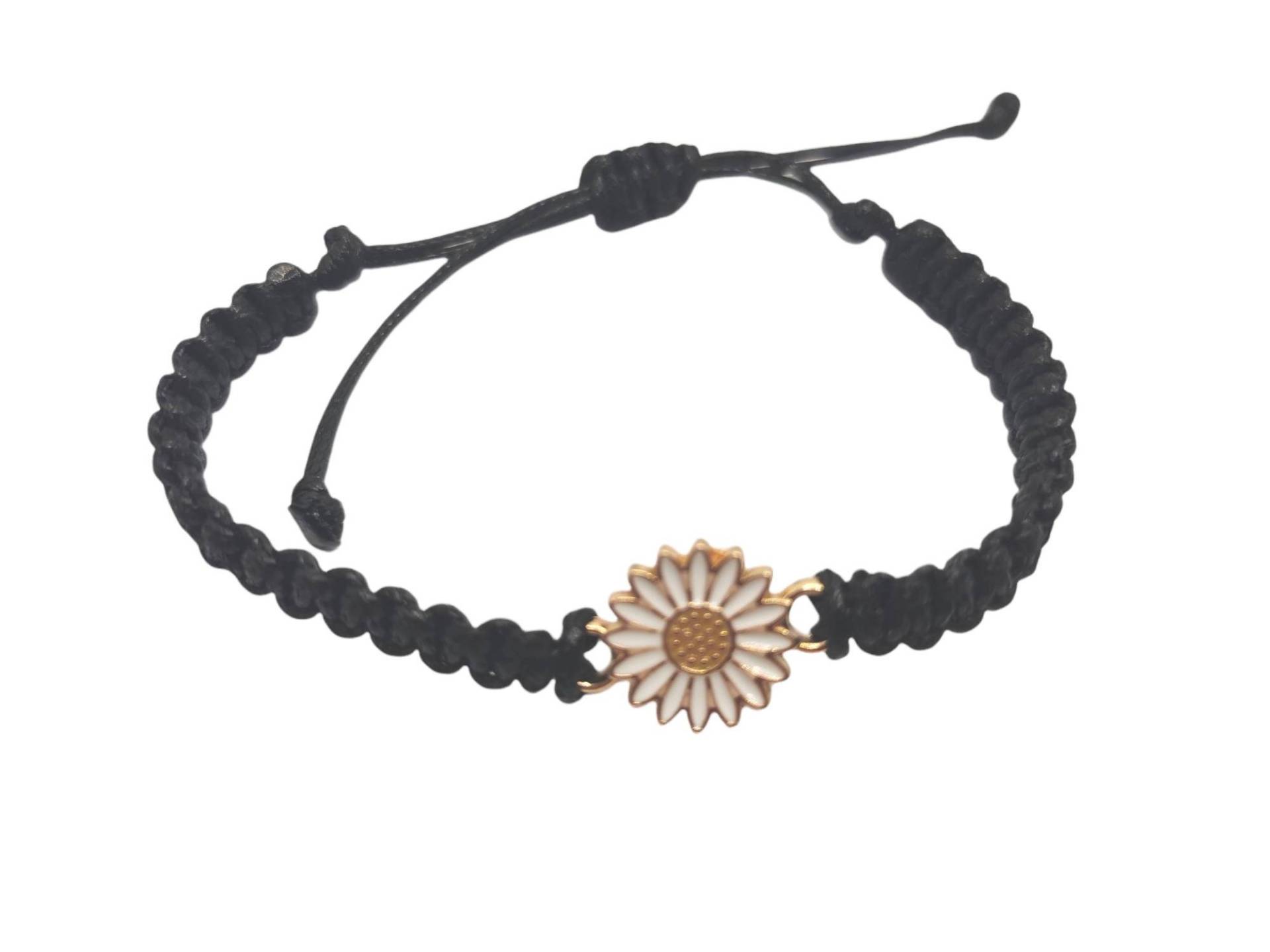 Weißes Sonnenblumenarmband, Makramee-Freundschaftsarmband, Verstellbares Schnurarmband, Kordelarmband Für Kinder, Gewebtes Armband Frauen von JanineACreations