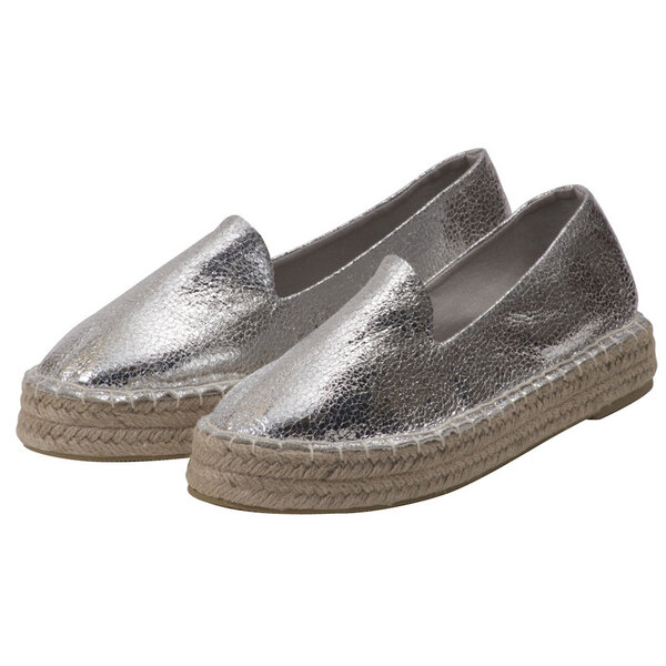 Japanwelt Espadrilles Damen Espadrilles Plateau Metallic Glitzer Sommerlatschen Plateausohle von Japanwelt Espadrilles