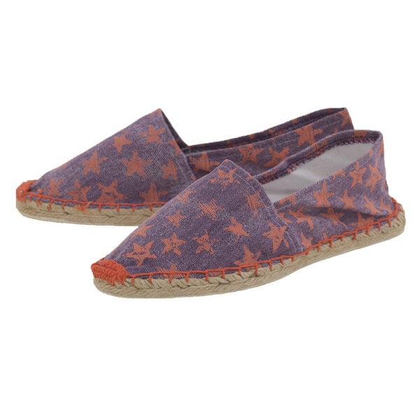 Japanwelt Espadrilles Espadrilles Canvas Unisex Sommerlatschen Leinen Sterne orange-lila von Japanwelt Espadrilles