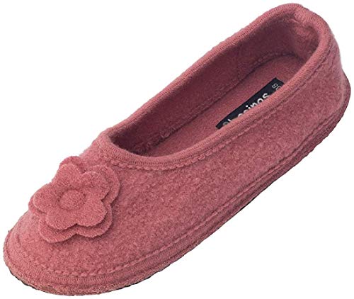 Japanwelt Bacinas Hausballerinas - Warme Ballerina Hausschuhe Damen Schurwolle – Wollwalk Filzsohle - Größe EU 37-42, 37 EU, Altrosa von Japanwelt