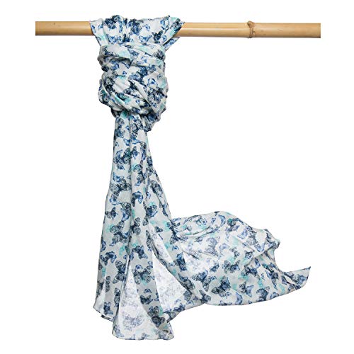 Japanwelt Cotton Printed Pareo 100% Baumwolle 105 x 180 cm Weiß/Blau von Japanwelt