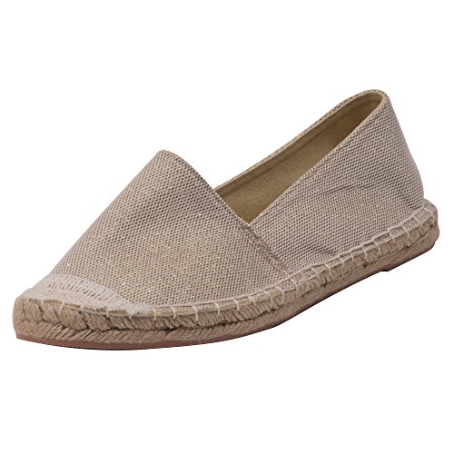 Japanwelt Damen Espadrilles Glitzer Canvas Gold - Flache Slipper Sommerschuhe Abendgarderobe Größe 42 von Japanwelt