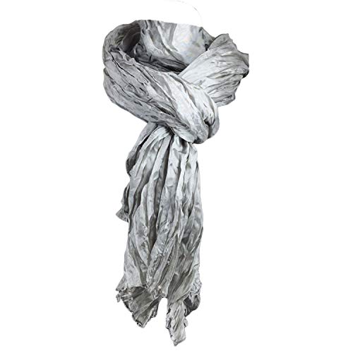 Japanwelt Seidentuch elegantes Damen Halstuch Crash-Schal 100% Seide silkroad 90 x 180 cm Grau von Japanwelt