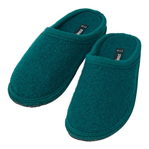 bacinas warme Filz Hausschuhe Damen Kadmium-Grün - Flache Filzpantoffeln Schafswolle Slipper 35/36 von Japanwelt