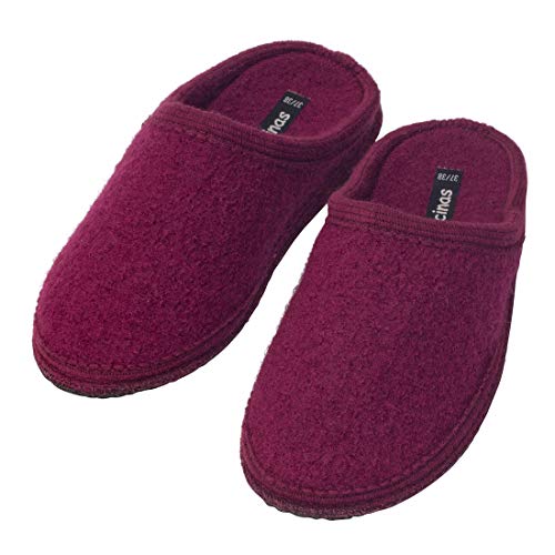 bacinas warme Filz Hausschuhe Damen Purpur - Flache Filzpantoffeln Schafswolle Slipper 37/38 von Japanwelt