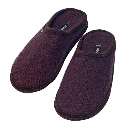 bacinas warme Filz Hausschuhe für Damen Kakao-Braun - Flache Filzpantoffeln Schafswolle Slipper 35/36 von Japanwelt