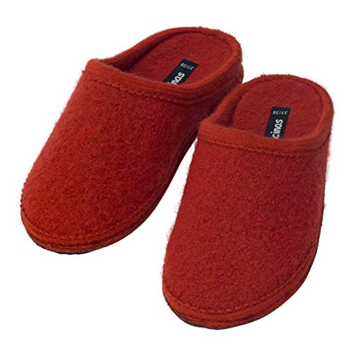 bacinas warme Filz Hausschuhe für Damen Terrakotta - Flache Filzpantoffeln Schafswolle Slipper 37/38 von Japanwelt