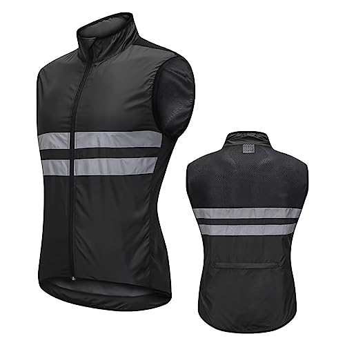 Jarade Reflektierend Fahrradweste Herren Damen Sommer Leicht Atmungsaktiv Laufweste Herren Damen Running Winddicht Weste Herren Outdoor Windstopper mit Taschen Ärmellos MTB Radweste von Jarade