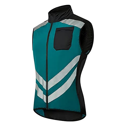 Jarade Reflektierend Fahrradweste Herren Sommer Leicht Atmungsaktiv Laufweste Herren Damen Running Winddicht Weste Herren Outdoor Windstopper mit Taschen Ärmellos MTB Radweste von Jarade