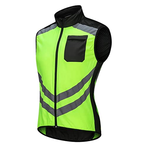 Jarade Reflektierend Fahrradweste Herren Sommer Leicht Atmungsaktiv Laufweste Herren Damen Running Winddicht Weste Herren Outdoor Windstopper mit Taschen Ärmellos MTB Radweste von Jarade