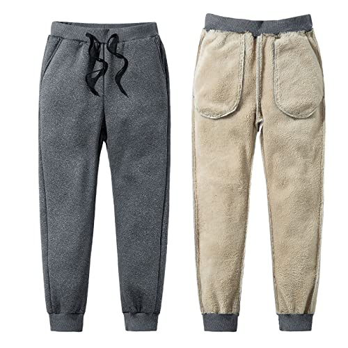 Jarseila Herren Jogginghose Fleece Sweatpants Winter Warme Trainingshose Damen Sporthose mit Kordelzug Fitness Basics Sweathose Unisex Grau L von Jarseila