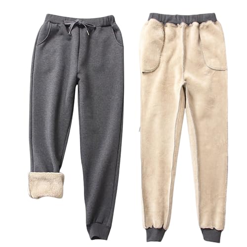 Jarseila Jogginghose Herren Winter Warme Sweatpants Fleece Verdickung Lounge Hose Fitness Trainingshose Flauschig Fleecehose Unisex Dunkelgrau M von Jarseila