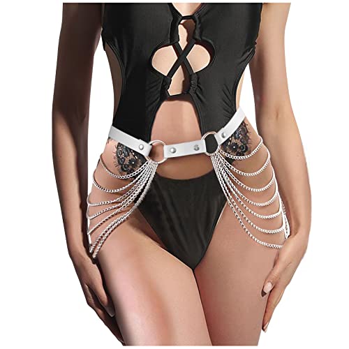 JasGood Damen Punk Taille Körperkette Gürtel, Punk Leder Körperzubehör Gürtel, Party Sexy Gothic Accessoires für Frauen und Mädchen von JasGood