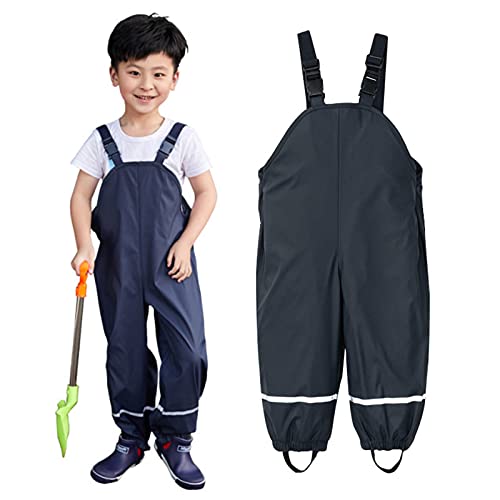 Jaskdconsy Kinder Regenhose Jungen Mädchen Matschhose mit Gefütterte Matschhose(Schwarz,S) von Jaskdconsy