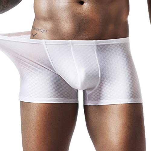 Jaskdconsy Sommer weich dünne transparente Eisseide Boxer atmungsaktiv Männer Taille Nicht-Unterwäsche Unterhose Boxershorts Herren Einzeln von Jaskdconsy