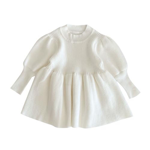 Kinder Baby Mädchen Strick Pullover Kleid Herbst Winter Warm Langarm Strickkleid Gestrickte Partykleid Winterpullover,Einfarbiges Prinzessin Kleid,Rundhals Freizeitkleid,Mode Swing Kleid von Jaskdconsy