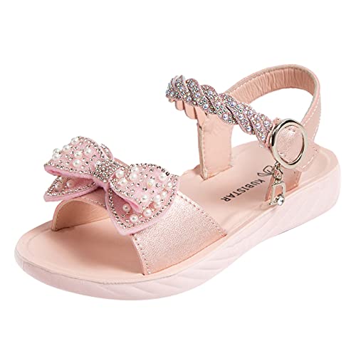 Kinder Sandalen Mädchen Elegante Schöne Prinzessin Schuhe Strass Bohemian Sommerschuhe Weichen Sohlen Flache Sandalen Flach Rutschfest Kinderschuhe Peeptoe Strandschuhe Bequeme Freizeitschuhe von Jaskdconsy