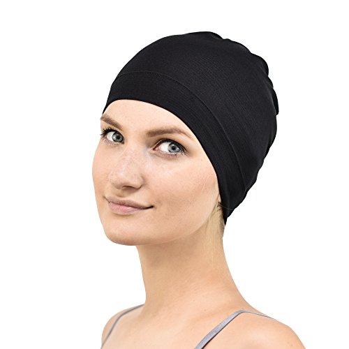 Jasmine Silk Bambus Schlaf Cap - Geeignet für Chemo & Haarausfall - Cardani Chemo Krebs -Hut (schwarz) von Jasmine Silk