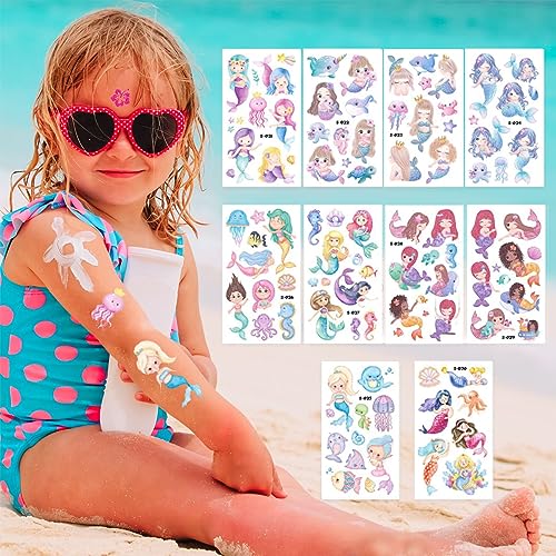 10 Stück Glitzernde Tattoo-Aufkleber, Tierform, Wasserdicht, Glitzernd, Temporäre Tattoo-Patch für Kinder, Sommer (Typ 2) von Jauarta