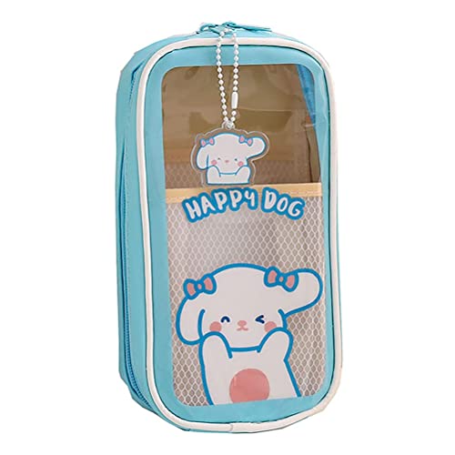 Jauarta Cute Pencil Case, Kawaii Federmäppchen, Durchsichtiges großes Federmäppchen, niedlicher Bär, Hase, ästhetisch, großes Fassungsvermögen für Mädchen von Jauarta