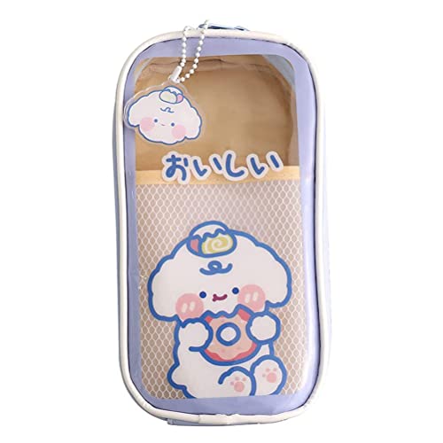 Jauarta Cute Pencil Case, Kawaii Federmäppchen, Durchsichtiges großes Federmäppchen, niedlicher Bär, Hase, ästhetisch, großes Fassungsvermögen für Mädchen von Jauarta