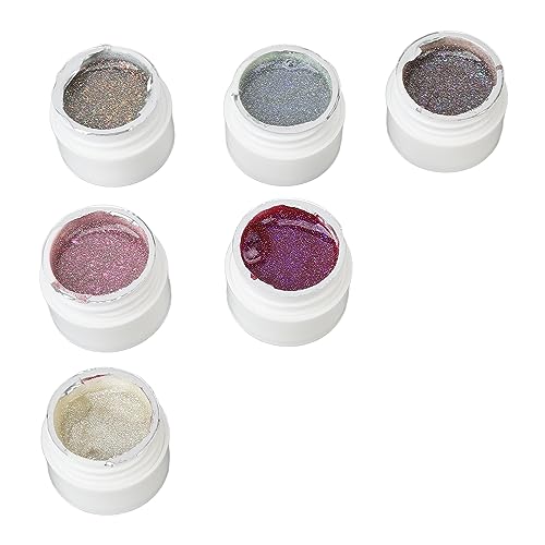 Jauarta Glänzendes Glitzer-Gel-Nagellack-Set, 6 Farben, Holografisches Soak-Off-UV-Gel-Nagellack-Set für Frauen und Mädchen von Jauarta