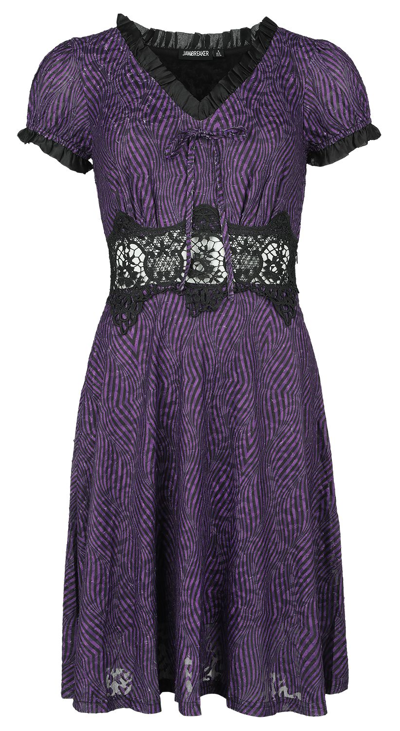 Jawbreaker Kurzes Kleid - Purple Zebra Dress - XS bis 4XL - für Damen - Größe L - lila/schwarz von Jawbreaker