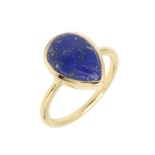 Jay Jools Lapislazuli-Ring aus 18 Karat Gelbgold vergoldetem Silber für Damen, blauer Stein, Schmuck als Muttertagsgeschenk, Edelstein-Sterlingsilber, Lapislazuli von Jay Jools