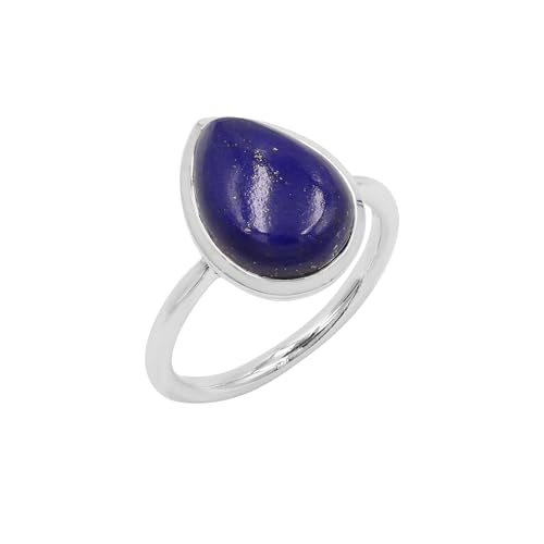 Jay Jools Lapislazuli-Ring aus 925er-Sterlingsilber für Damen, blauer Stein, Schmuck für Muttertag, Geschenk, 9,5 Sterlingsilber, Edelstein, Lapislazuli, Sterling Silber, Lapislazuli von Jay Jools