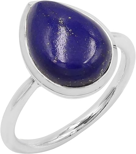 Jay Jools Lapislazuli-Ring aus 925er-Sterlingsilber für Damen, blauer Stein, Schmuck für Muttertag, Geschenk, US 10, Sterlingsilber, Edelstein, Lapislazuli, Sterling Silber, Lapislazuli von Jay Jools