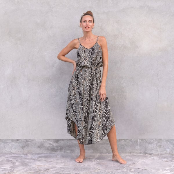 Jaya MAXIKLEID ESTELLE - Damen - Luftig-leichtes Maxikleid mit Allover-Blütenprint aus weichfließender Rayon-Viskose ideal für den Urlaub von Jaya