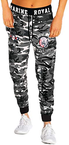 Jaylvis Damen Jogginghose Sporthose Hose Training Fitness Sweatpants Marine Royal H.512 (40, Camouflage/Hell-Schwarz) von Jaylvis