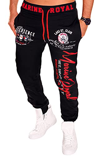 Jaylvis Herren Jogginghose lang Baumwolle Sweatpants Sport Fitness H. 512 Schwarz-Rot XL von Jaylvis