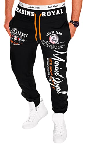 Jaylvis Herren Jogginghose lang Baumwolle Sweatpants Sport Fitness H.512 (XXL Schwarz-Weiß) von Jaylvis