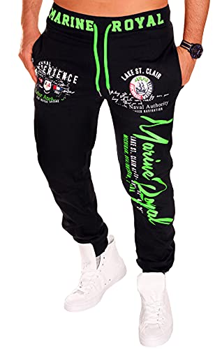 Jaylvis Herren Jogginghose lang Baumwolle Sweatpants Sport Fitness H.512 Schwarz-Grün 4XL von Jaylvis