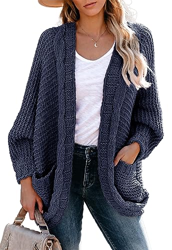 JayscreateEU Strickjacke Damen Cardigan Lange Open Front Sweater mit Tasche Grobstrickjacke von JayscreateEU