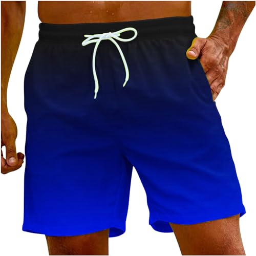 Jayyouu Strandshorts mit Farbverlauf für Herren Übergröße Kordelzug verstellbare Taille lockere lässige Badehose für den Sommerurlaub von Jayyouu