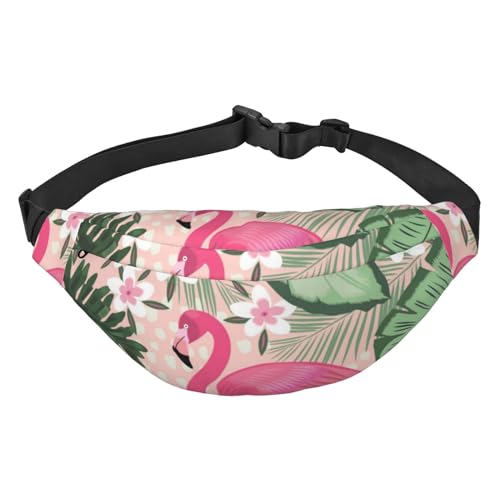 Modische Hüfttasche mit 3 Reißverschlusstaschen, große Bauchtasche für Damen und Herren, verstellbare Crossbody-Reisetasche/Kaninchenpaar/zum Laufen, Wandern, Outdoor-Aktivitäten, Flamingo, von Jcakes