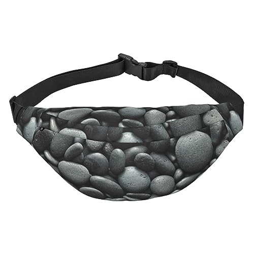 Modische Hüfttasche mit 3 Reißverschlusstaschen, große Bauchtasche für Damen und Herren, verstellbare Crossbody-Reisetasche/Popcorn-Druck/für Laufen, Wandern, Outdoor-Aktivitäten, Viele schwarze von Jcakes