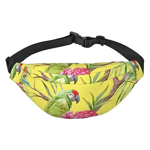 Modische Hüfttasche mit 3 Reißverschlusstaschen, große Bauchtasche für Damen und Herren, verstellbare Umhängetasche, Blumen- und Vogelkunst, zum Laufen, Wandern, Outdoor-Aktivitäten, Blumen- und von Jcakes