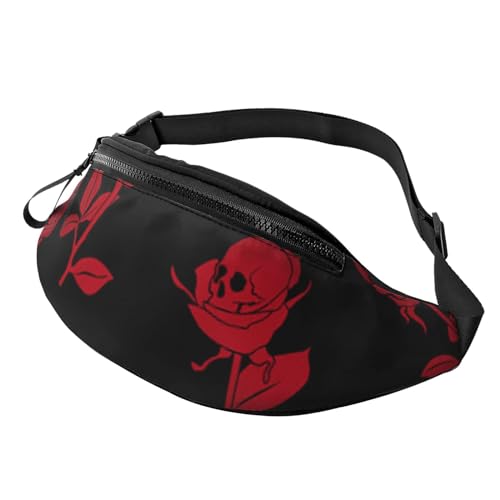 Verstellbare Bauchtasche, bunte Schmetterlings-/Hüfttasche für Damen und Herren, langlebig, leicht, kompakt, sicherer Reißverschluss für Fitness, Training, Klettern, Laufen, Reisen, Outdoor, Totenkopf von Jcakes