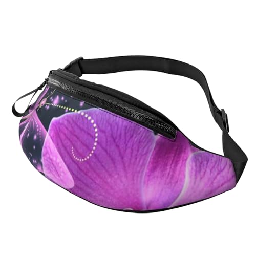 Verstellbare Bauchtasche, lila Schmetterling und Blume/Hüfttasche für Damen und Herren, langlebig, leicht, kompakt, sicherer Reißverschluss für Fitness, Training, Klettern, Laufen, Reisen, Outdoor, von Jcakes