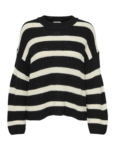 JDY Damen JDYjusty L/S Stripe Knt Noos Jumper Pullover, Schwarz, M EU von JdY