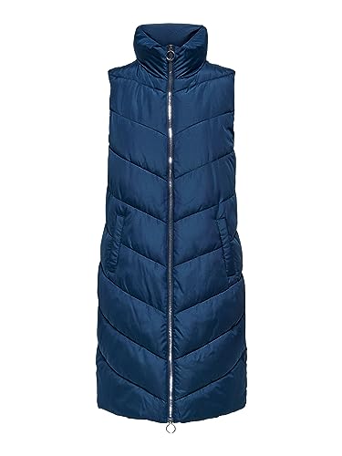 JdY Damen JDYFINNO Long Padded Waistcoat New NOOS Weste, Dark Denim/Detail:Silver Zip, S von JdY