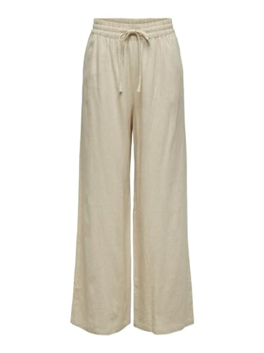 JdY Damen JDYSAY Linen HW Wide Pant WVN NOOS Leinenhose, Oatmeal/Detail:Melange, L / 32L von JdY