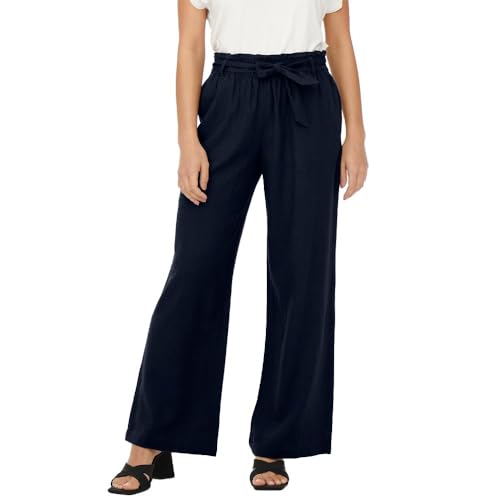 JdY Damen JDYSAY MW Linen Belt Pant WVN NOOS Leinenhose, Sky Captain, 46 von JdY