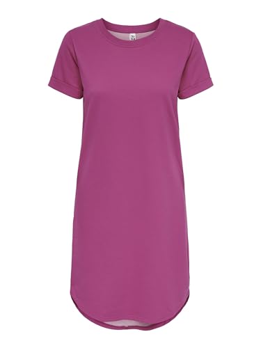 JdY Damen Lockeres Sommer Kleid Kurzarm Loose Fit Shirtkleid JDYIVY Basic Rundhals Midi Dress Tunika, Farben:Pink, Größe:34 von JdY
